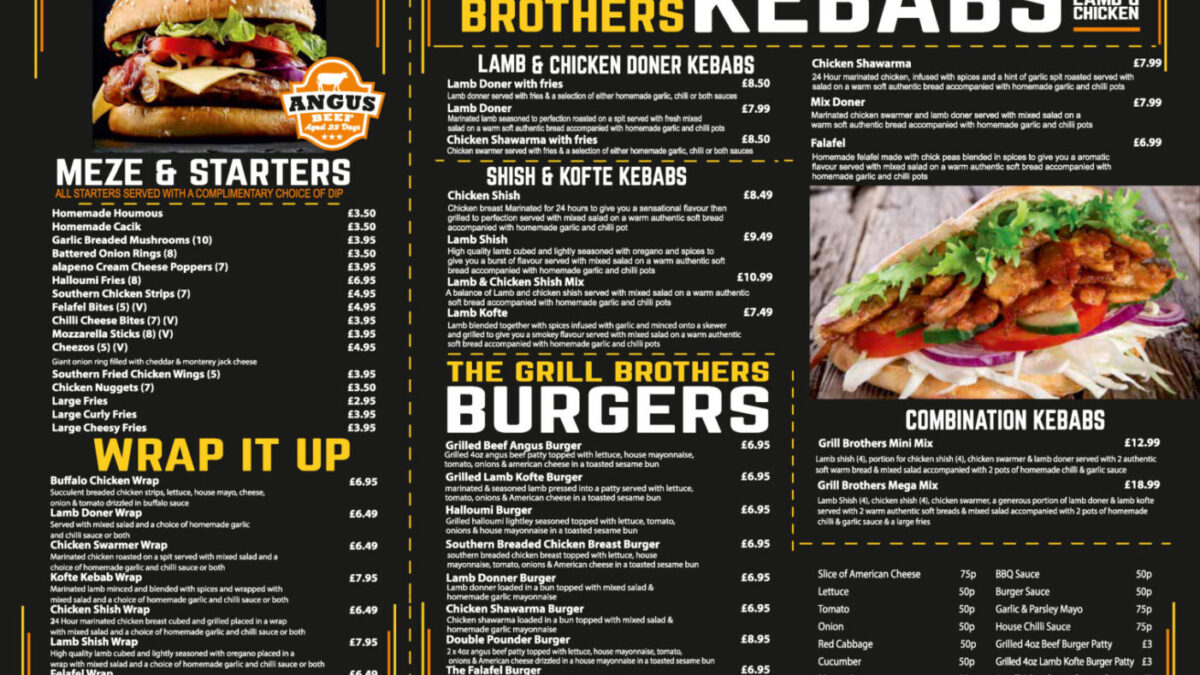 The grill menu deals